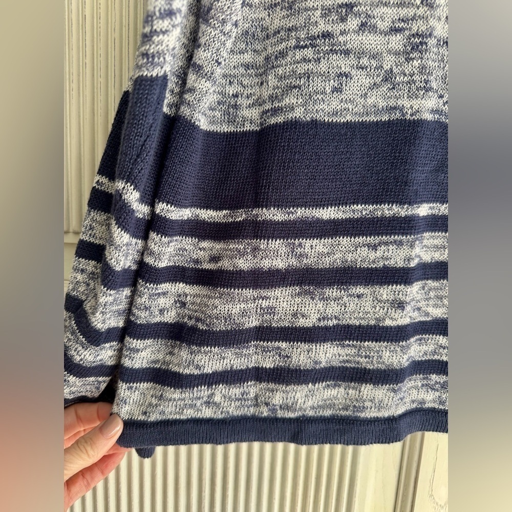 BROOKS BROTHERS Women’s Linen Striped Crewneck Sweater Blue and White XL - Picture 4 of 15
